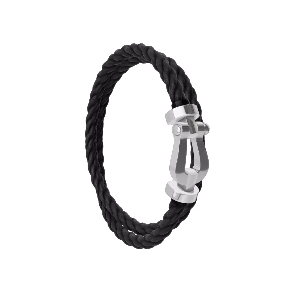 FRED FORCE 10 BRACELET Stainless steel and gold plating WHITE GOLD LARGE MODEL