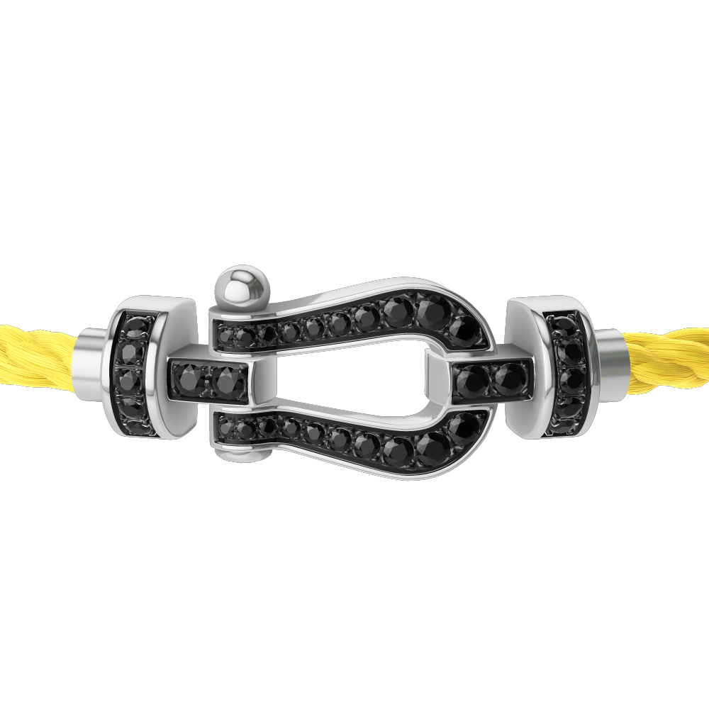 FRED Force 10 bracelet Stainless steel and gold plating white gold and black diamonds medium model