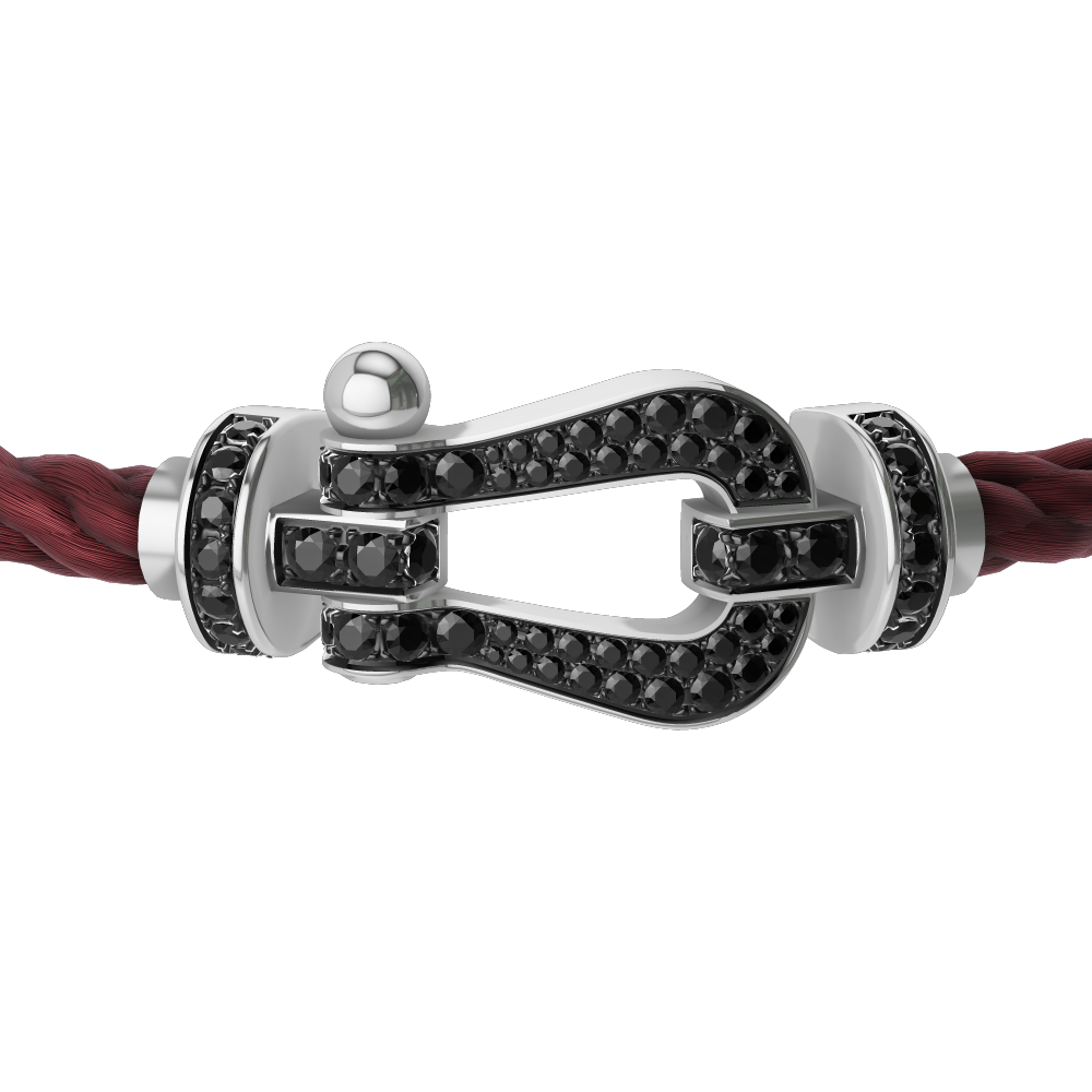 FRED FORCE 10 BRACELET Stainless steel and gold plating WHITE GOLD AND BLACK DIAMONDS LARGE MODEL