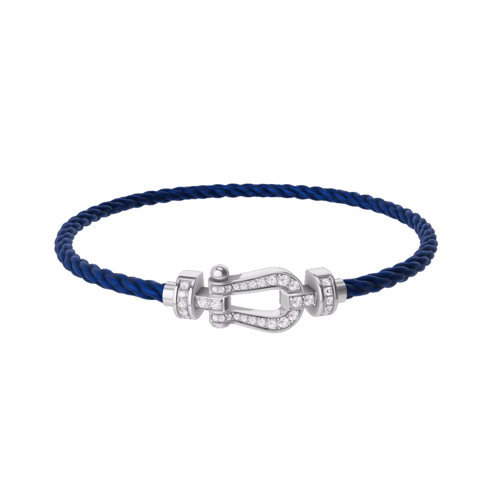 FRED FORCE 10 BRACELET Stainless steel and gold plating WHITE GOLD AND DIAMONDS MEDIUM MODEL