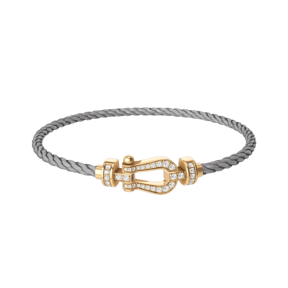 FRED FORCE 10 BRACELET Stainless steel and gold plating YELLOW GOLD AND DIAMONDS MEDIUM MODEL