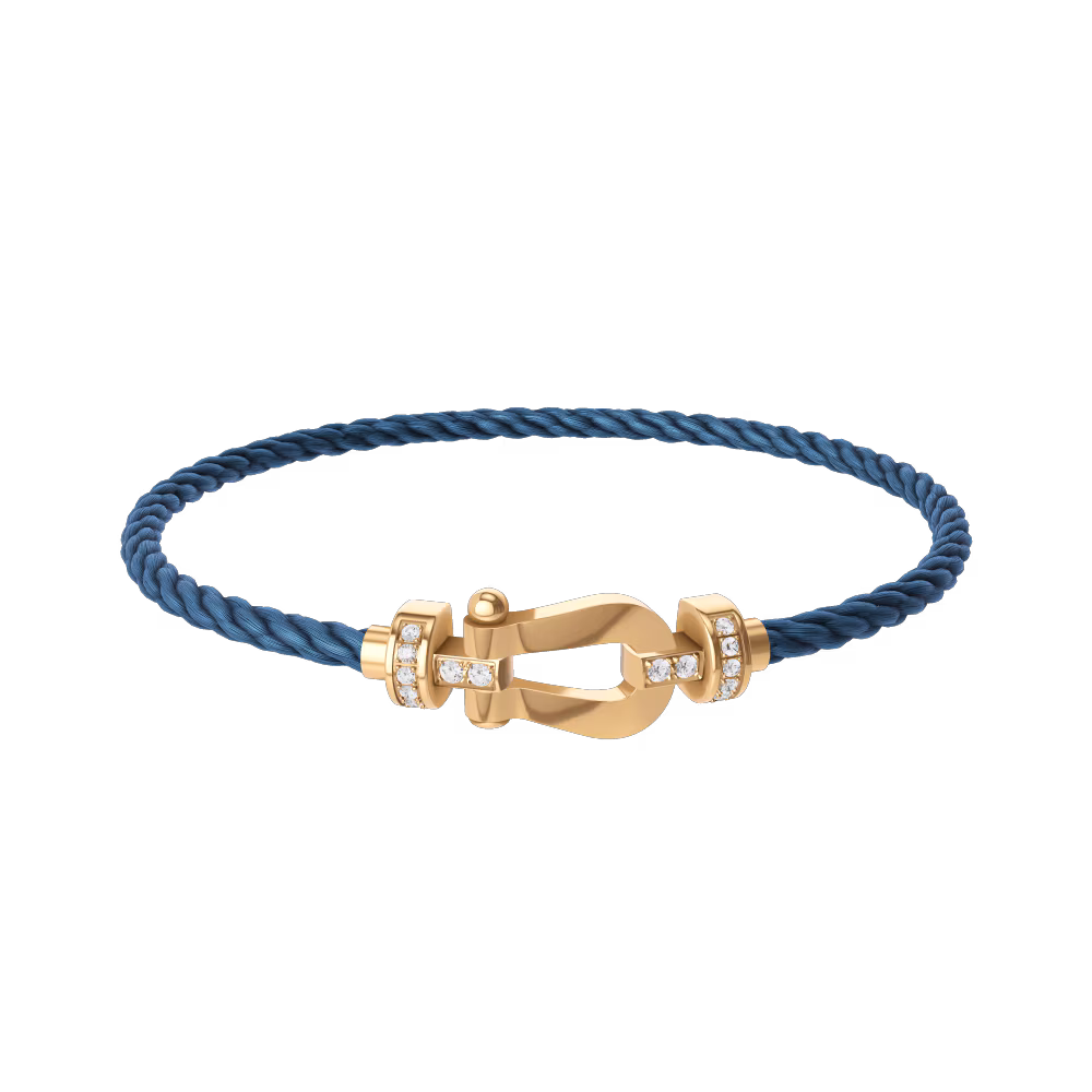 FRED FORCE 10 BRACELET Stainless steel and gold plating YELLOW GOLD AND DIAMONDS MEDIUM MODEL