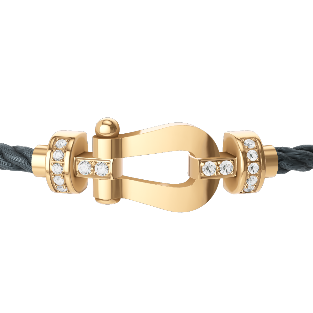 FRED FORCE 10 BRACELET Stainless steel and gold plating YELLOW GOLD AND DIAMONDS MEDIUM MODEL