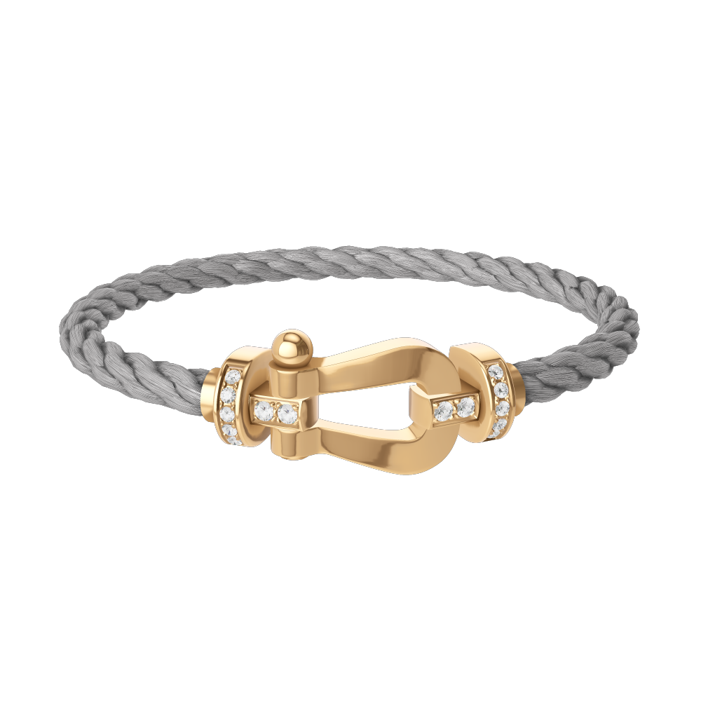 FRED FORCE 10 BRACELET Stainless steel and gold plating YELLOW GOLD AND DIAMONDS LARGE MODEL