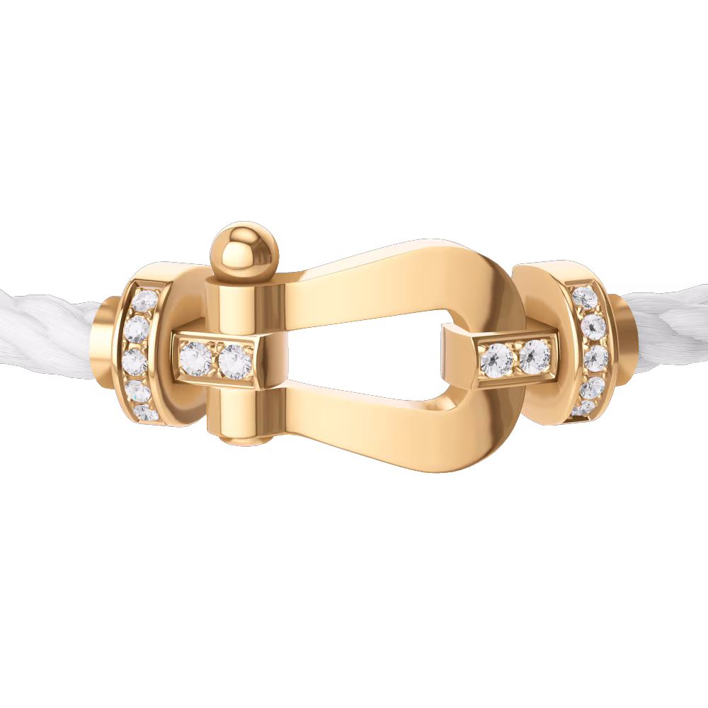 FRED FORCE 10 BRACELET Stainless steel and gold plating YELLOW GOLD AND DIAMONDS LARGE MODEL