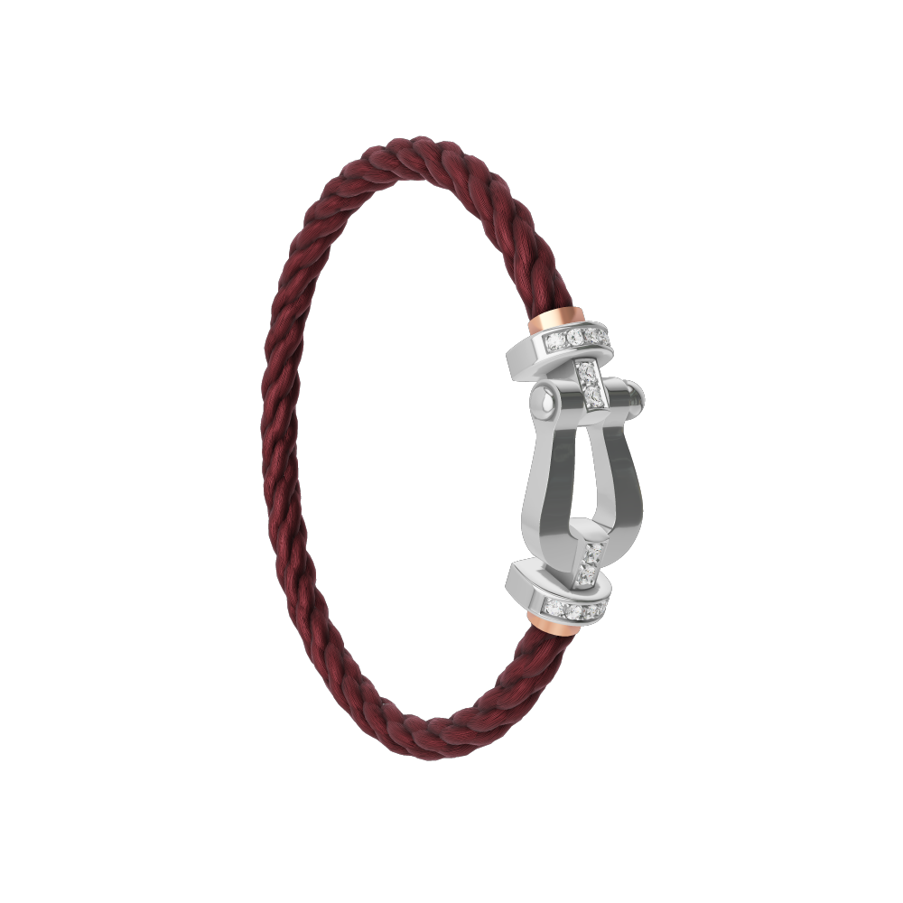 FRED FORCE 10 BRACELET Stainless steel and gold plating WHITE GOLD AND DIAMONDS LARGE MODEL