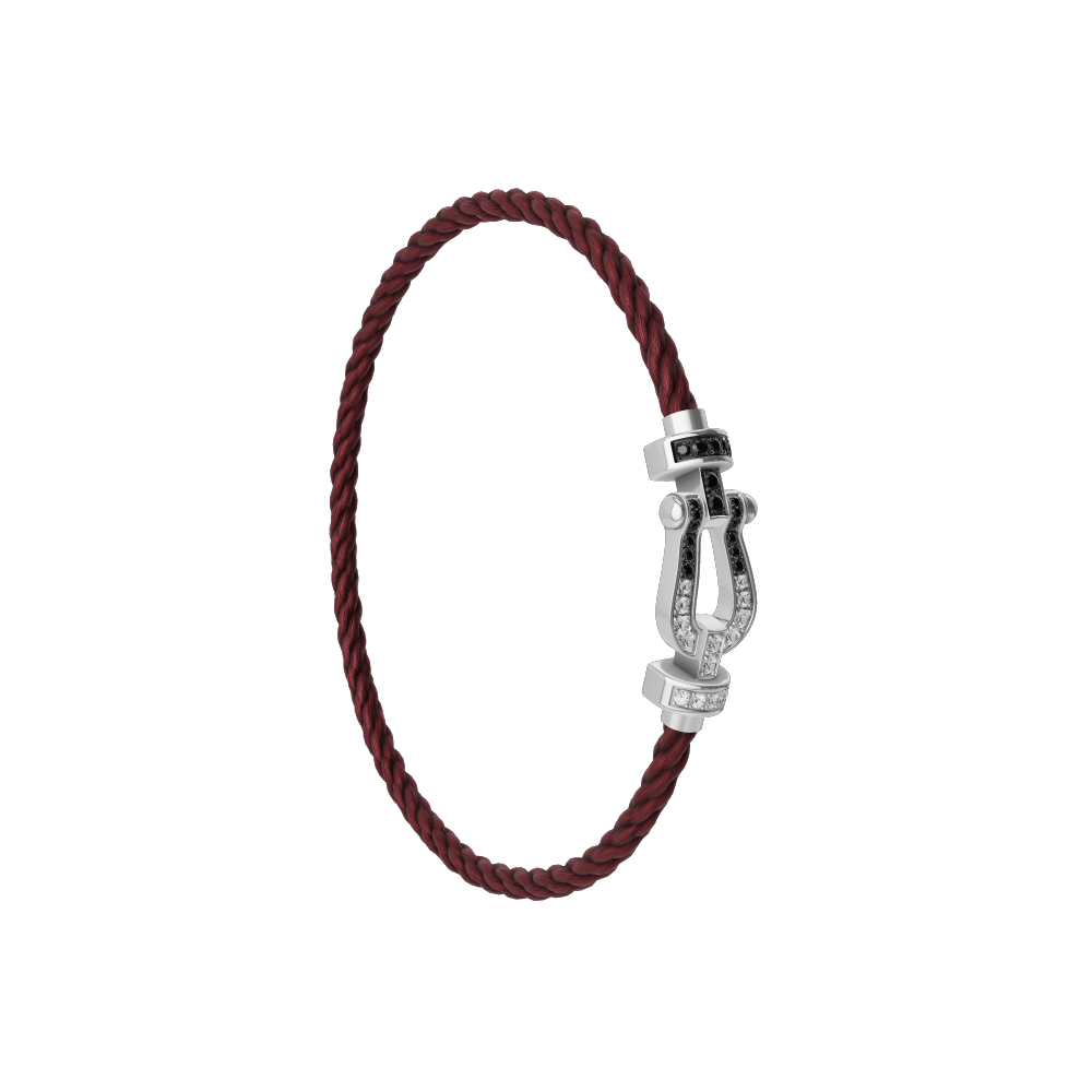 FRED FORCE 10 BRACELET Stainless steel and gold plating WHITE GOLD AND BLACK AND WHITE DIAMONDS MEDIUM MODEL