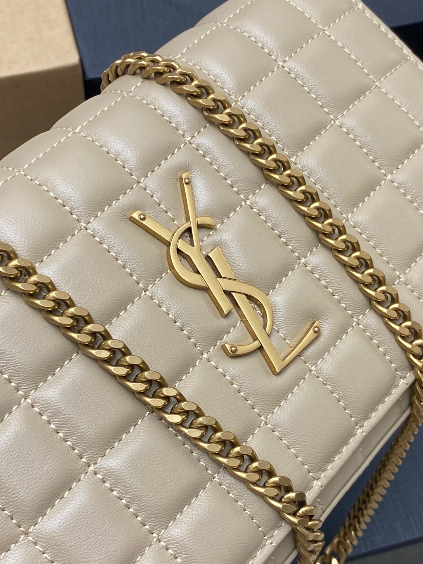 YSL Cassandre Matelassé Carré Chain Wallet IN Lambskin