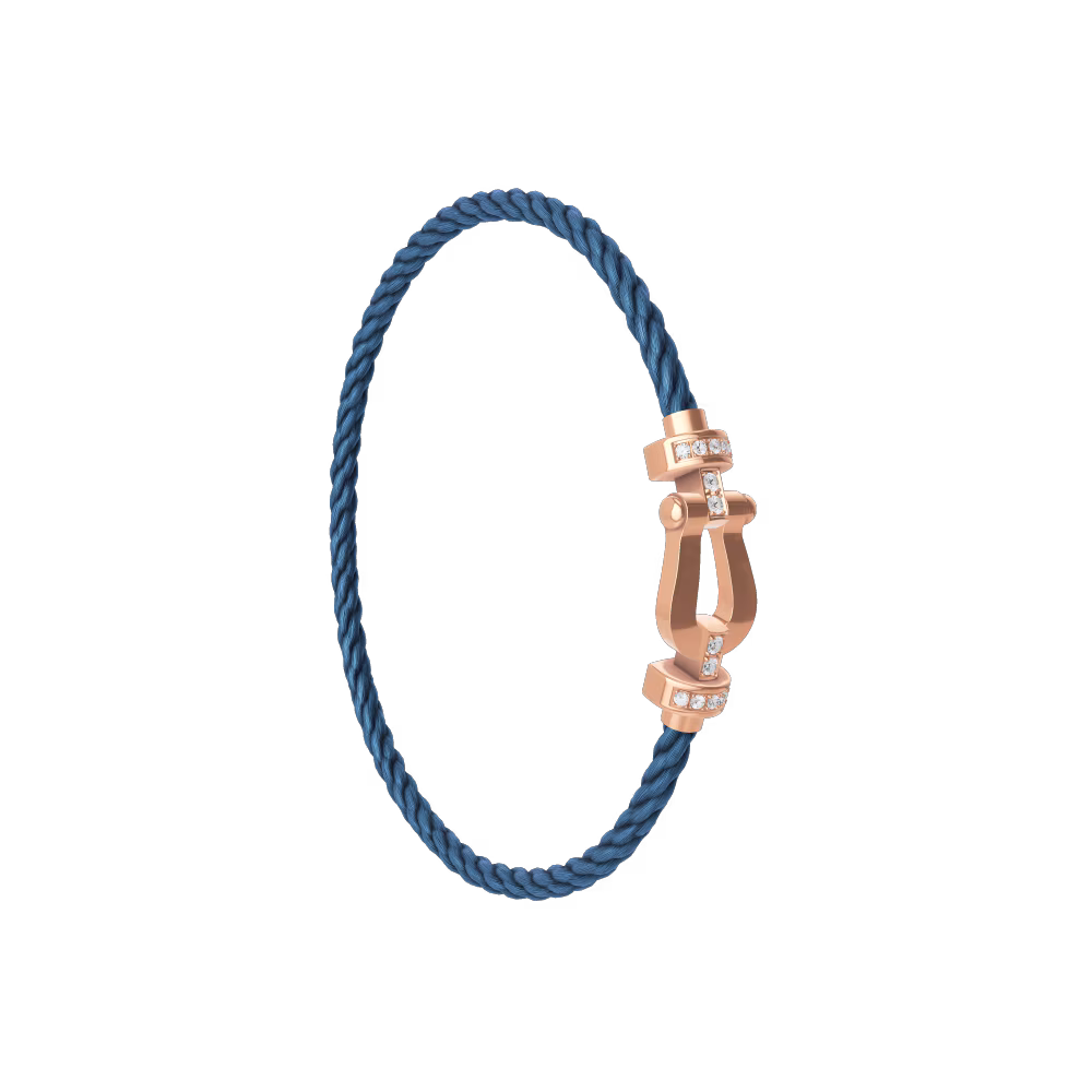 FRED FORCE 10 BRACELET Stainless steel and gold plating PINK GOLD AND DIAMONDS MEDIUM MODEL