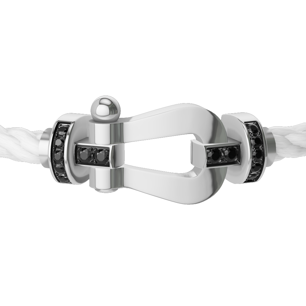 FRED FORCE 10 BRACELET Stainless steel and gold plating WHITE GOLD AND BLACK DIAMONDS LARGE MODEL