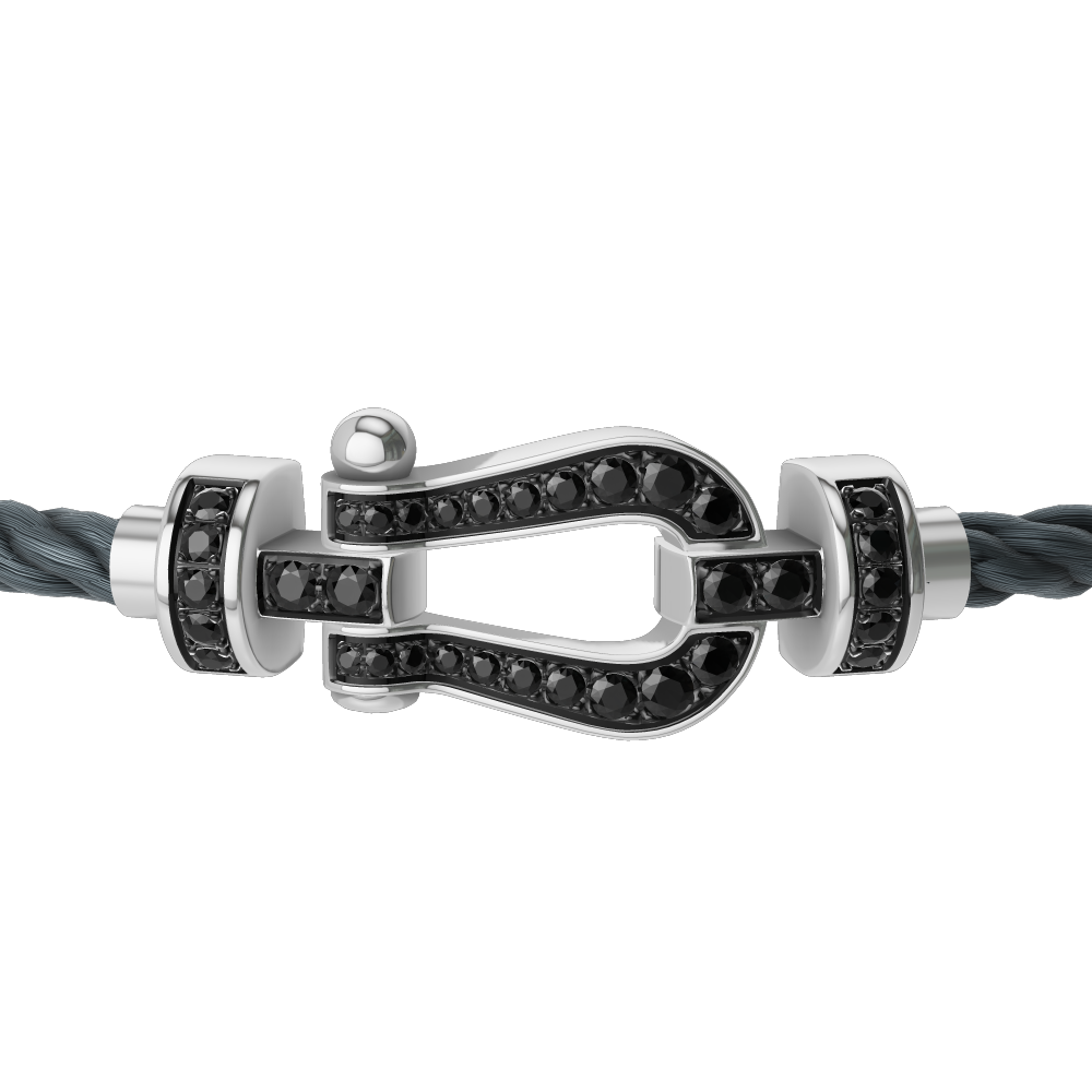 FRED Force 10 bracelet Stainless steel and gold plating white gold and black diamonds medium model