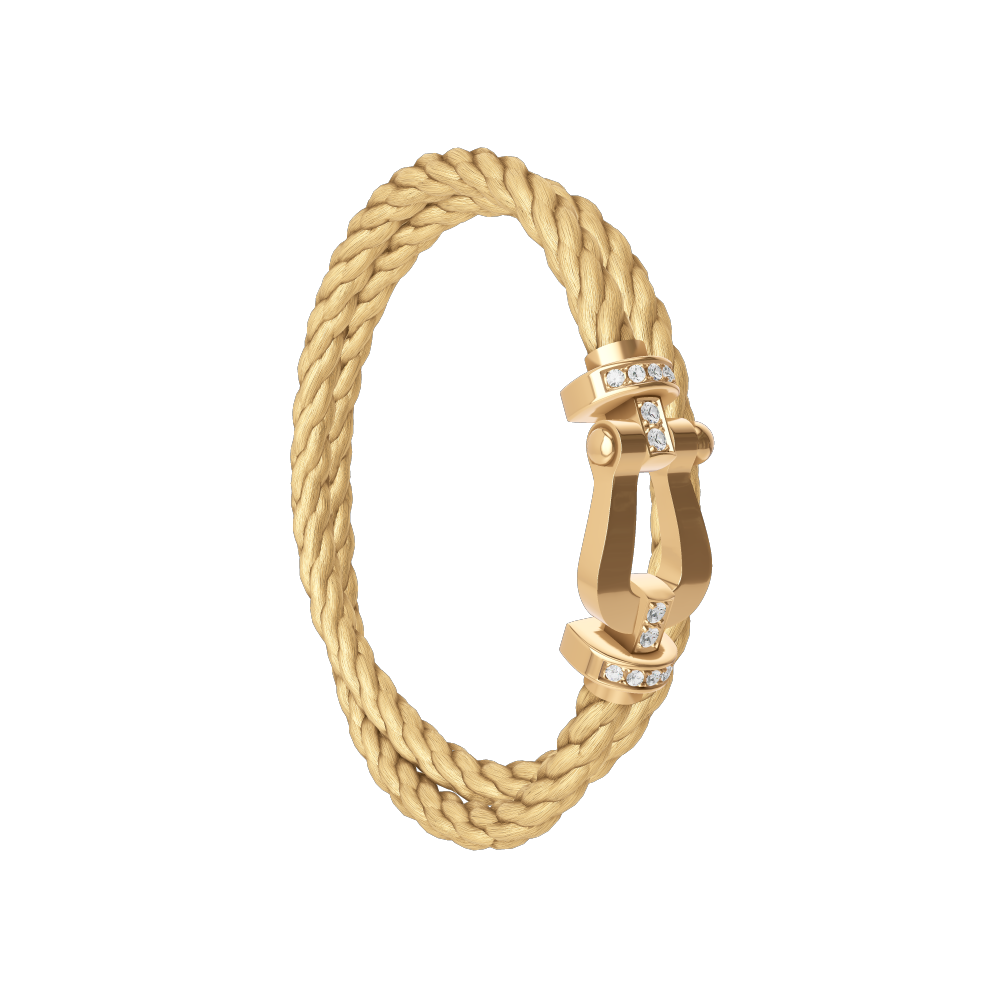 FRED Force 10 bracelet Stainless steel and gold plating yellow gold and diamonds large model