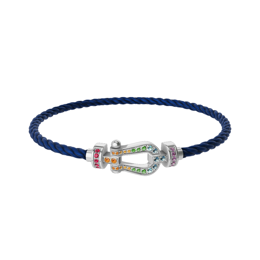 FRED FORCE 10 BRACELET MEDIUM MODEL IN Stainless steel and gold plating WHITE GOLD AND COLOURED STONES