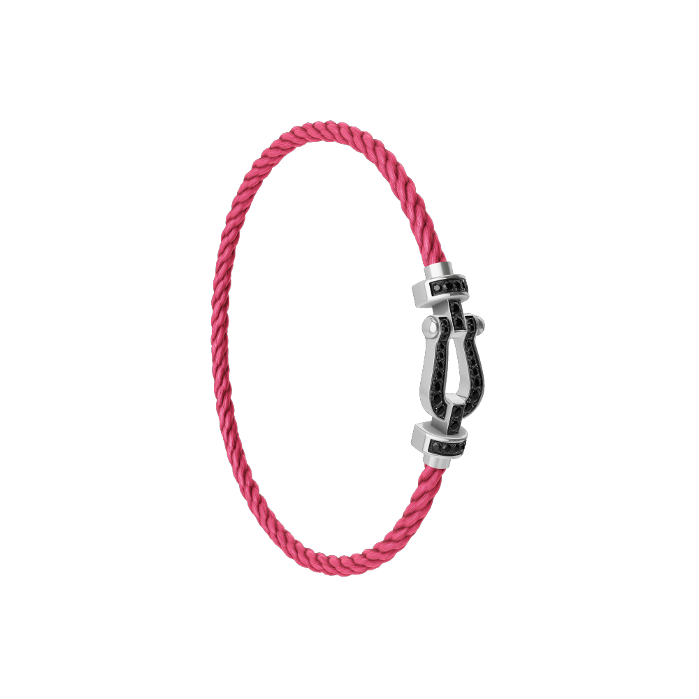 FRED FORCE 10 BRACELET Stainless steel and gold plating WHITE GOLD AND BLACK DIAMONDS MEDIUM MODEL