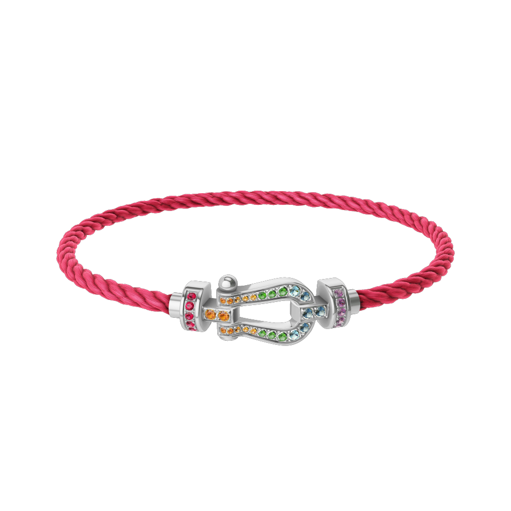 FRED FORCE 10 BRACELET MEDIUM MODEL IN Stainless steel and gold plating WHITE GOLD AND COLOURED STONES