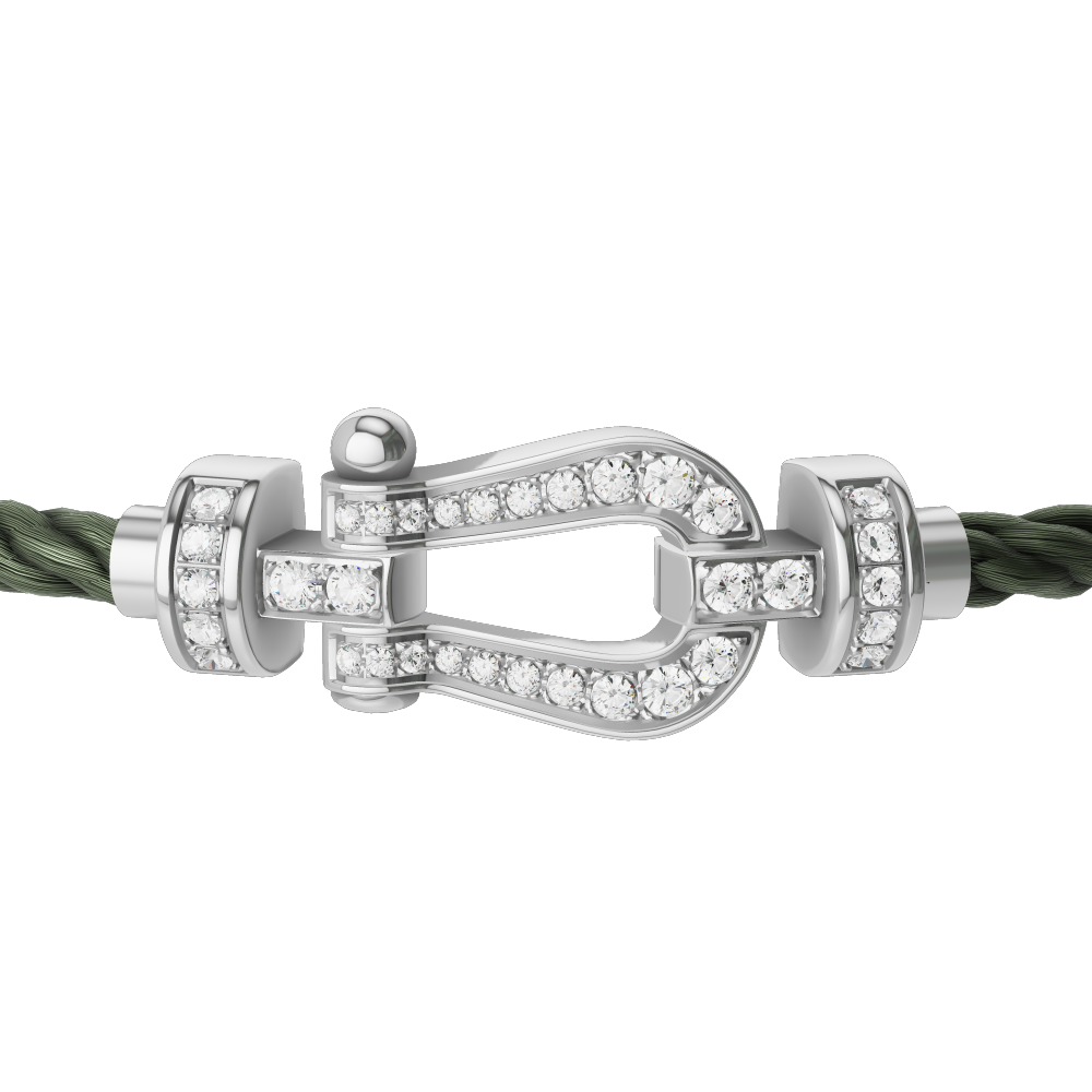 FRED FORCE 10 BRACELET Stainless steel and gold plating WHITE GOLD AND DIAMONDS MEDIUM MODEL