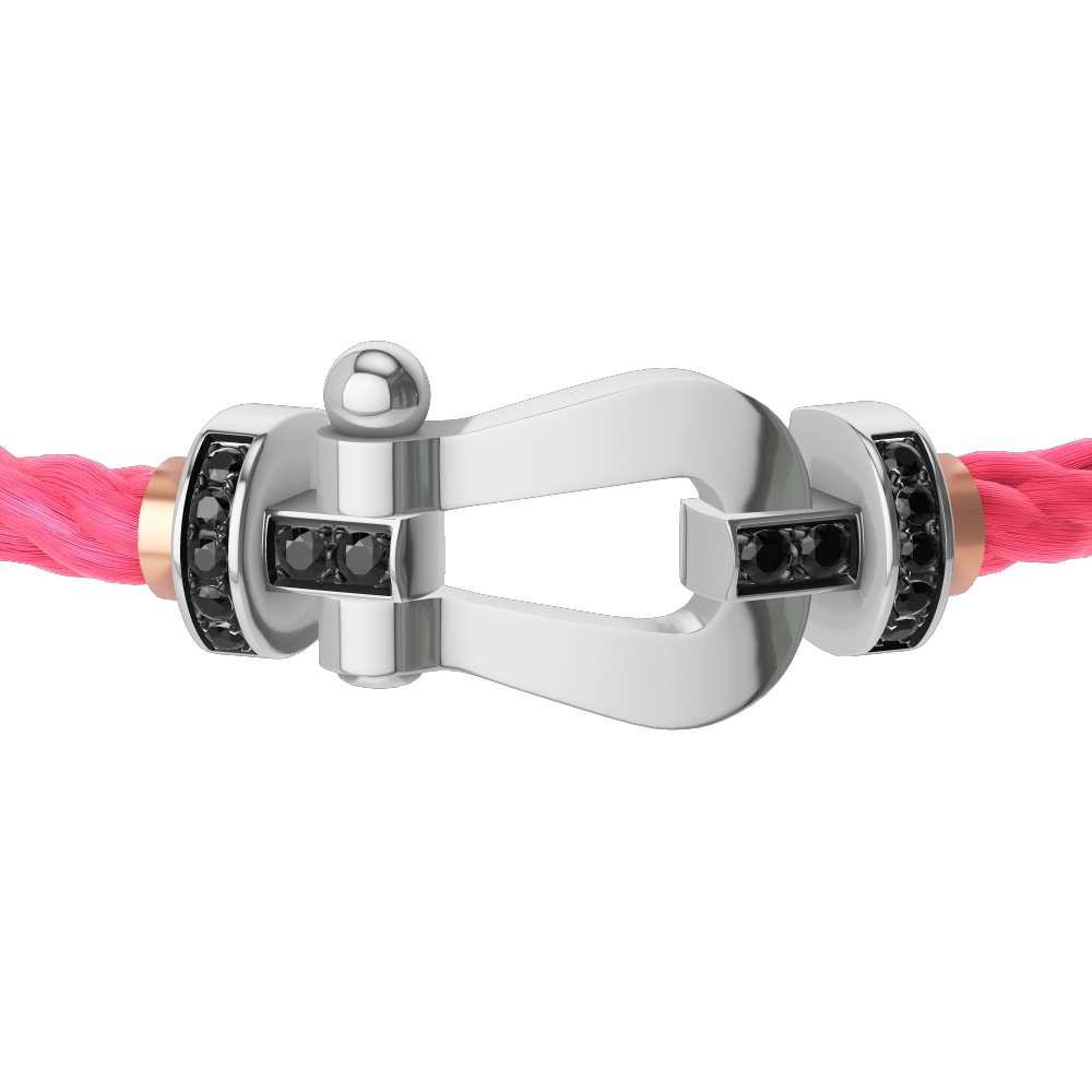 FRED FORCE 10 BRACELET Stainless steel and gold plating WHITE GOLD AND BLACK DIAMONDS LARGE MODEL