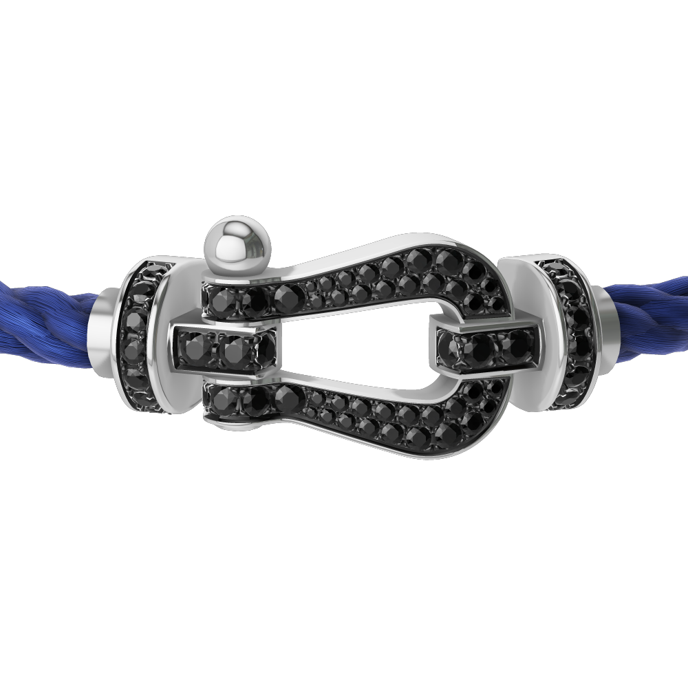 FRED FORCE 10 BRACELET Stainless steel and gold plating WHITE GOLD AND BLACK DIAMONDS LARGE MODEL