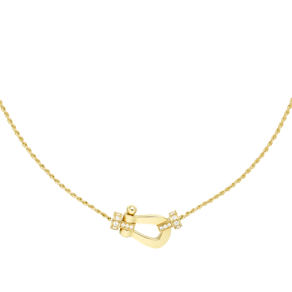 FRED FORCE 10 NECKLACE Stainless steel and gold plating YELLOW GOLD AND DIAMONDS MEDIUM MODEL