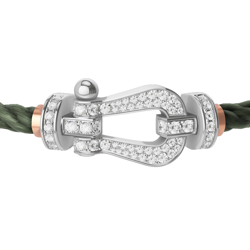 FRED FORCE 10 BRACELET Stainless steel and gold plating WHITE GOLD AND DIAMONDS LARGE MODEL