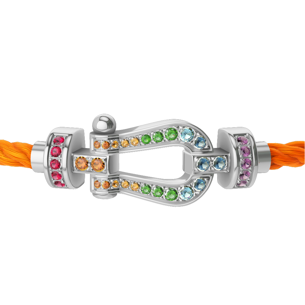 FRED FORCE 10 BRACELET MEDIUM MODEL IN Stainless steel and gold plating WHITE GOLD AND COLOURED STONES