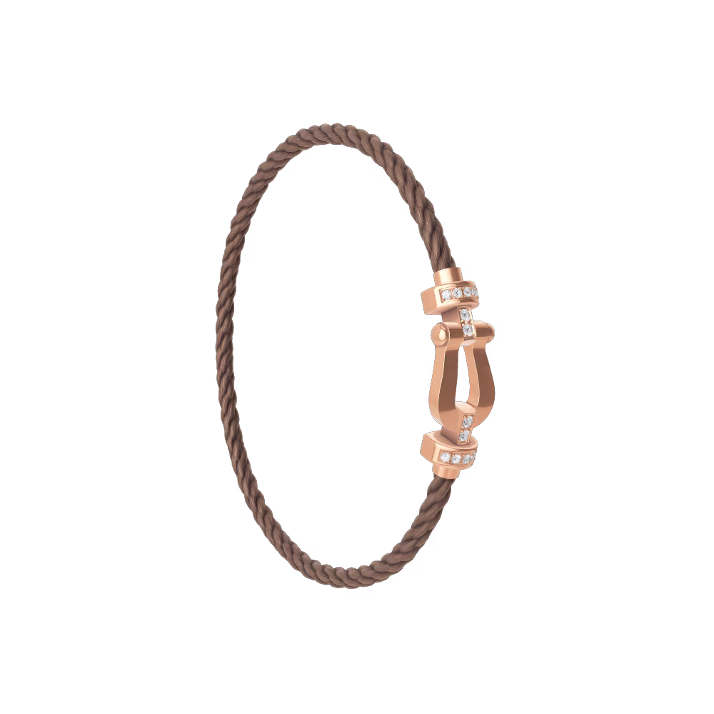 FRED FORCE 10 BRACELET Stainless steel and gold plating PINK GOLD AND DIAMONDS MEDIUM MODEL
