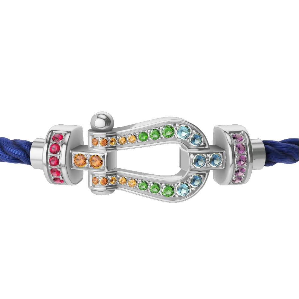 FRED FORCE 10 BRACELET MEDIUM MODEL IN Stainless steel and gold plating WHITE GOLD AND COLOURED STONES