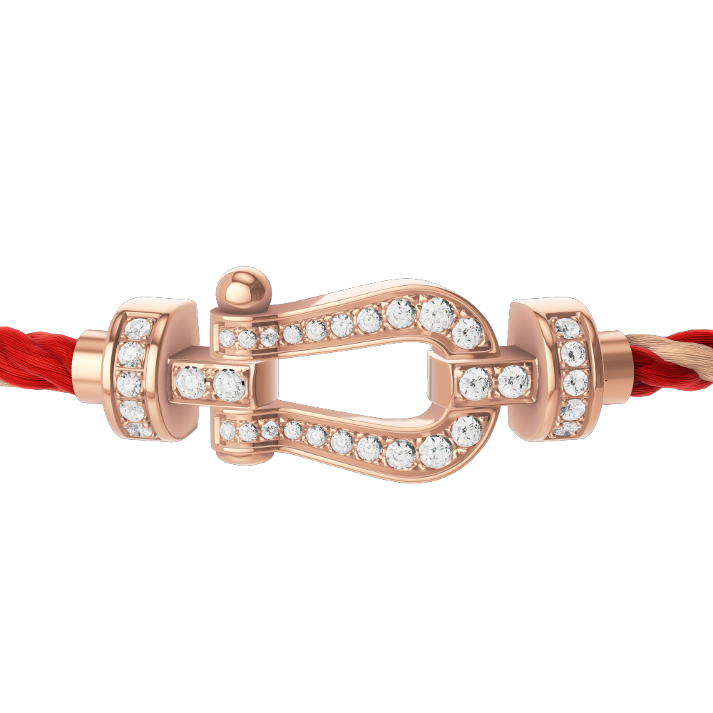FRED FORCE 10 BRACELET Stainless steel and gold plating PINK GOLD AND DIAMONDS MEDIUM MODEL