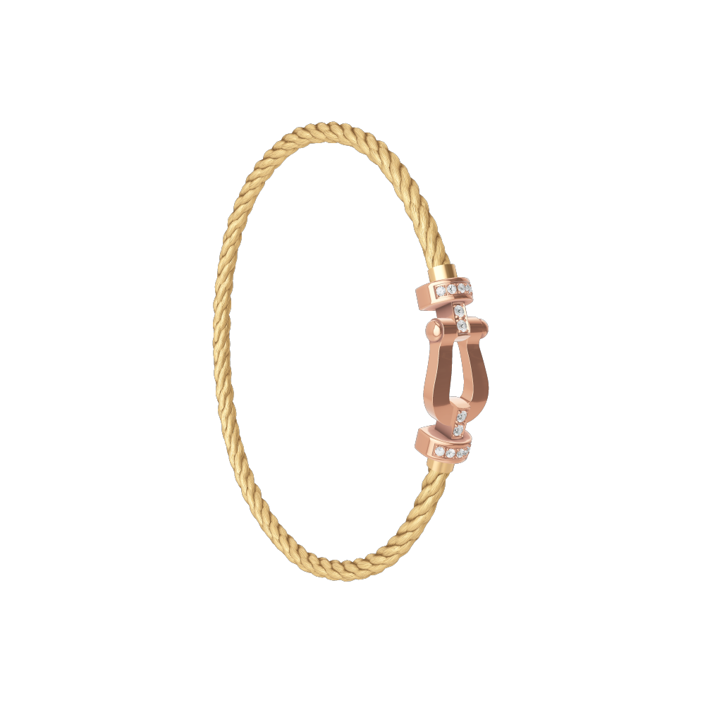 FRED FORCE 10 BRACELET Stainless steel and gold plating PINK GOLD AND DIAMONDS MEDIUM MODEL