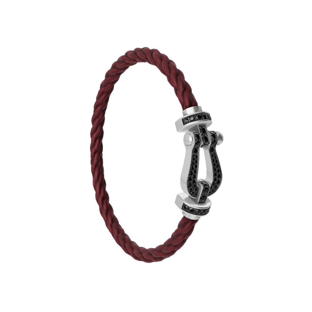 FRED FORCE 10 BRACELET Stainless steel and gold plating WHITE GOLD AND BLACK DIAMONDS LARGE MODEL