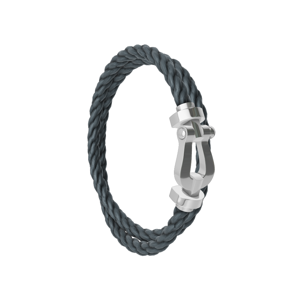 FRED FORCE 10 BRACELET Stainless steel and gold plating WHITE GOLD LARGE MODEL