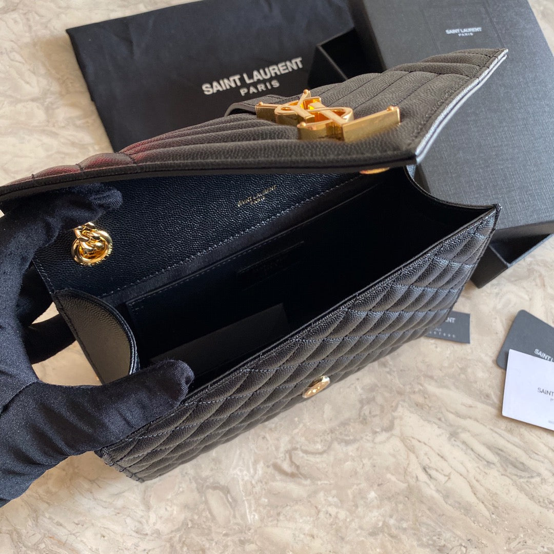 YSL  Envelope Medium Bag In Mix Matelasse Grain  De Poudre Embossed Leather