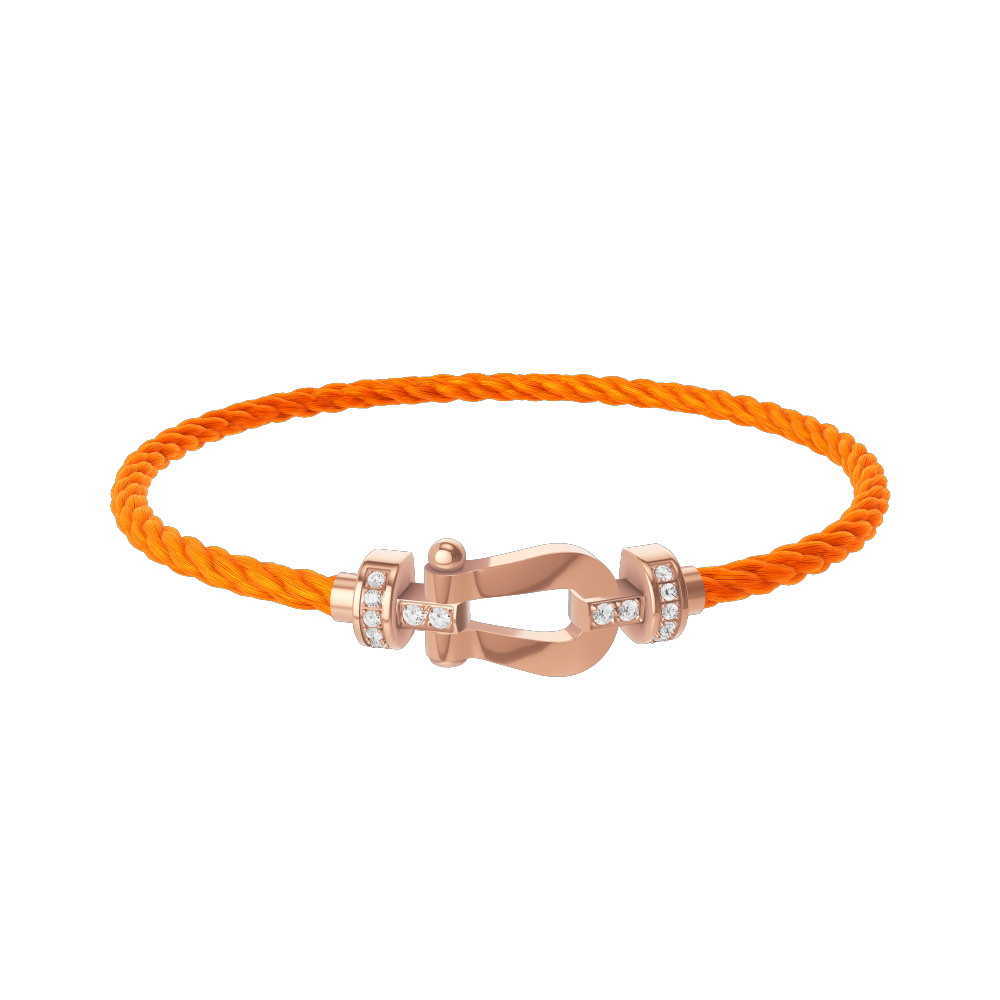 FRED FORCE 10 BRACELET Stainless steel and gold plating PINK GOLD AND DIAMONDS MEDIUM MODEL