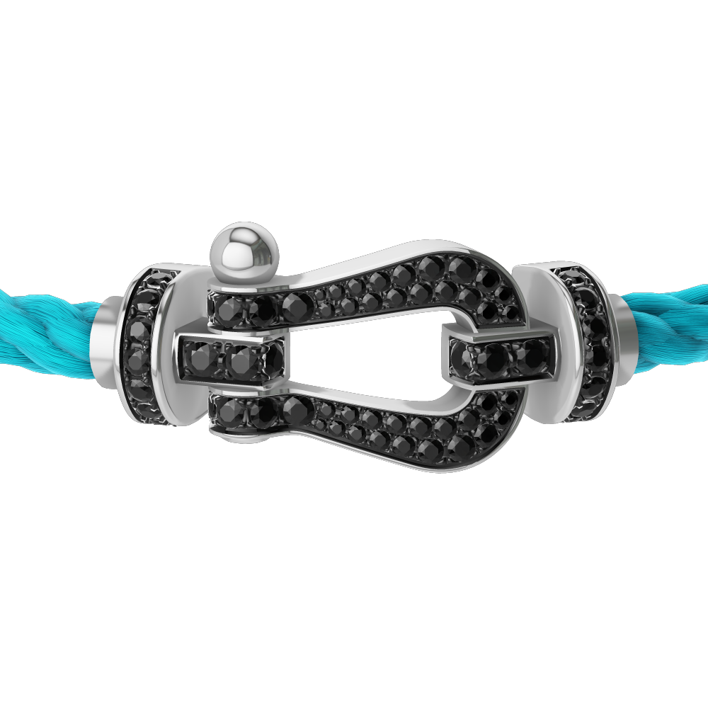 FRED FORCE 10 BRACELET Stainless steel and gold plating WHITE GOLD AND BLACK DIAMONDS LARGE MODEL