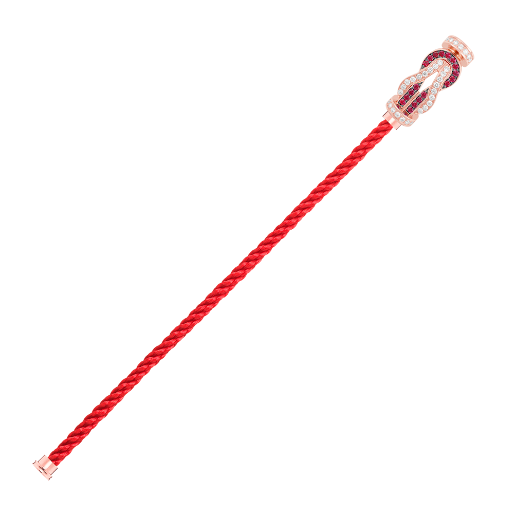 FRED CHANCE INFINIE BRACELET Stainless steel and gold plating PINK GOLD AND RUBIS LARGE MODEL