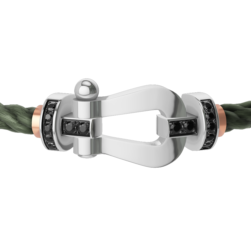 FRED Force 10 bracelet Stainless steel and gold plating white gold and black diamonds large model