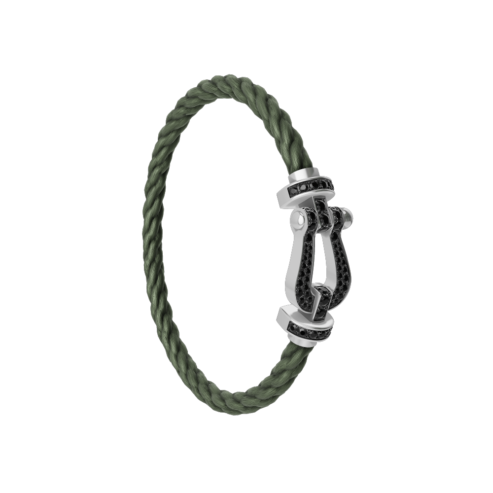 FRED FORCE 10 BRACELET Stainless steel and gold plating WHITE GOLD AND BLACK DIAMONDS LARGE MODEL