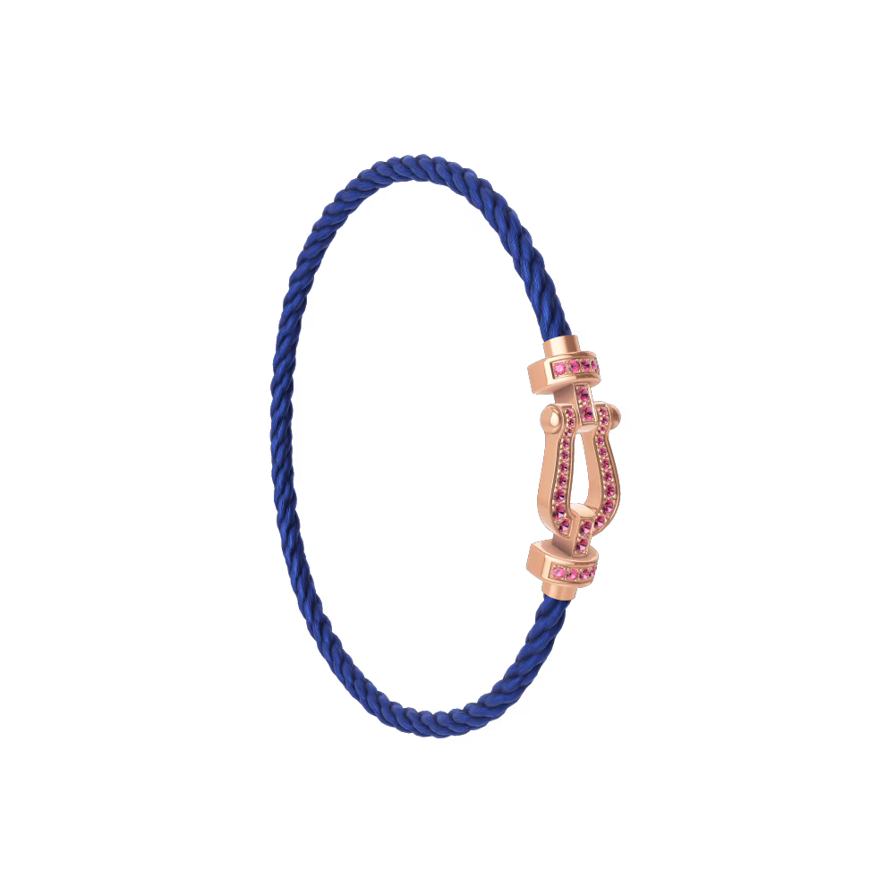 FRED FORCE 10 BRACELET Stainless steel and gold plating PINK GOLD AND PINK SAPPHIRES MEDIUM MODEL