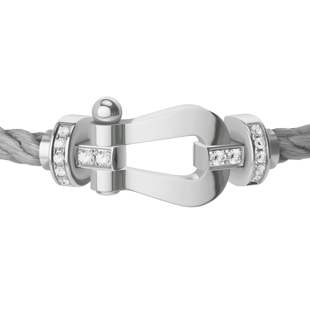 FRED FORCE 10 BRACELET Stainless steel and gold plating WHITE GOLD AND DIAMONDS LARGE MODEL