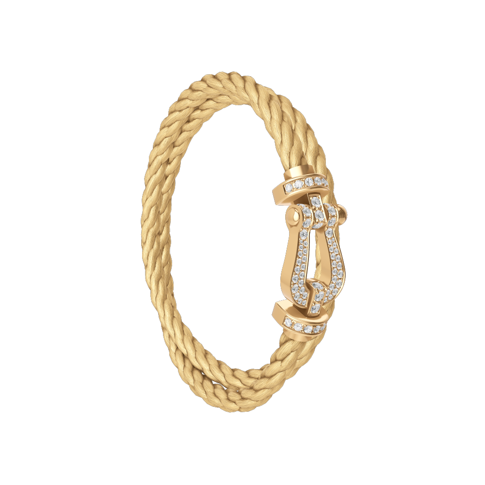 FRED FORCE 10 BRACELET Stainless steel and gold plating YELLOW GOLD AND DIAMONDS LARGE MODEL
