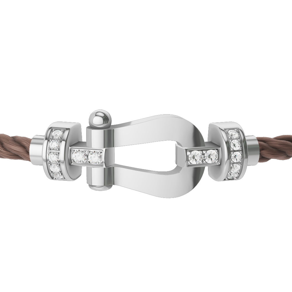 FRED FORCE 10 BRACELET Stainless steel and gold plating WHITE GOLD AND DIAMONDS MEDIUM MODEL