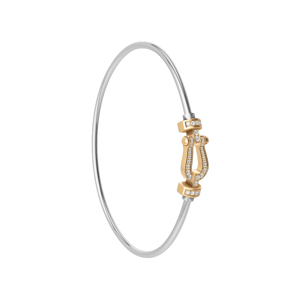 FRED FORCE 10 BRACELET Stainless steel and gold plating YELLOW GOLD AND DIAMONDS MEDIUM MODEL