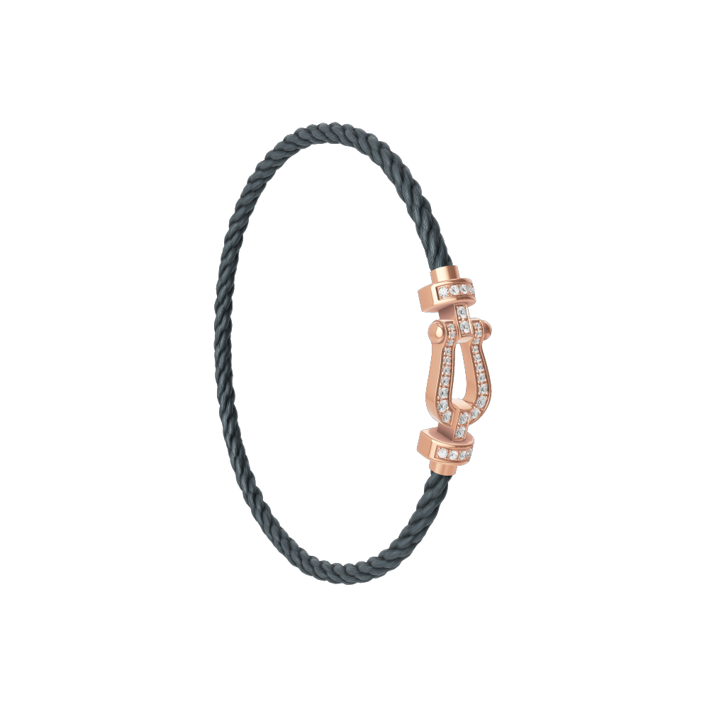 FRED FORCE 10 BRACELET Stainless steel and gold plating PINK GOLD AND DIAMONDS MEDIUM MODEL