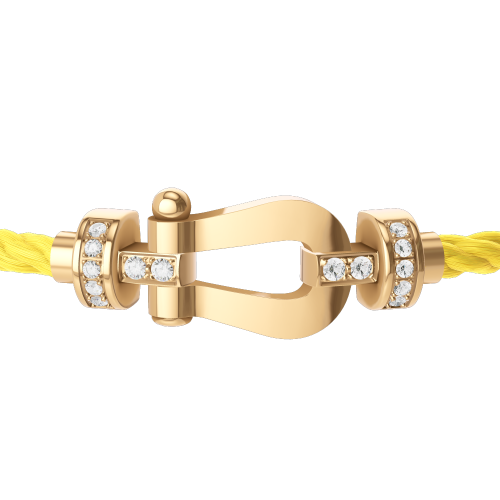 FRED FORCE 10 BRACELET Stainless steel and gold plating YELLOW GOLD AND DIAMONDS MEDIUM MODEL