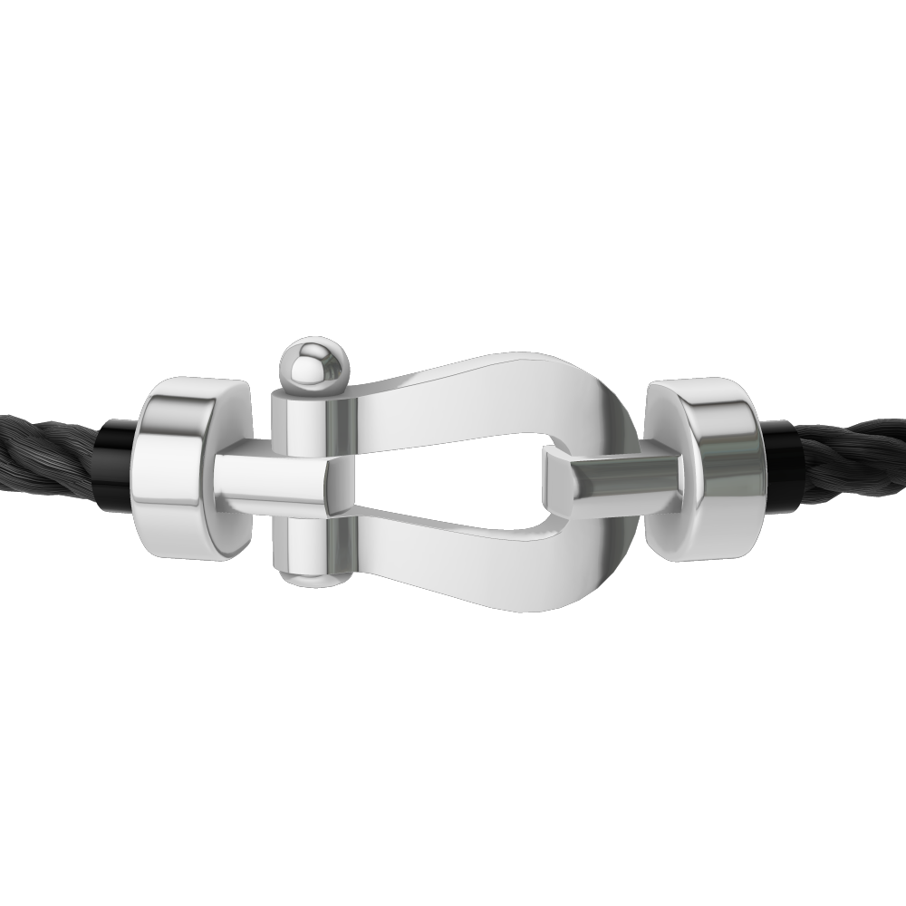FRED FORCE 10 BRACELET Stainless steel and gold plating WHITE GOLD MEDIUM MODEL