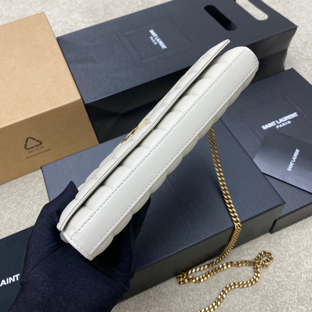 YSL Cassandre Matelassé Carré Chain Wallet IN Lambskin