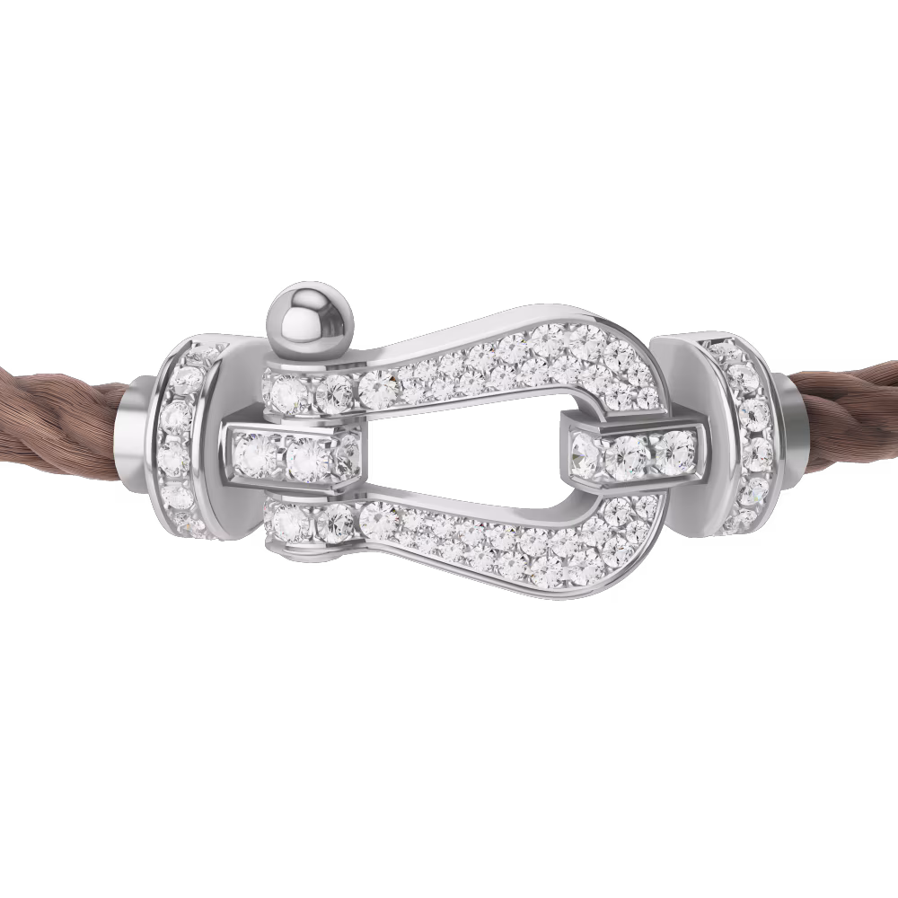 FRED FORCE 10 BRACELET Stainless steel and gold plating WHITE GOLD AND DIAMONDS LARGE MODEL