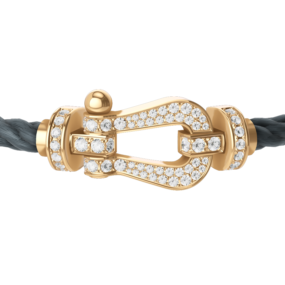 FRED FORCE 10 BRACELET Stainless steel and gold plating YELLOW GOLD AND DIAMONDS LARGE MODEL