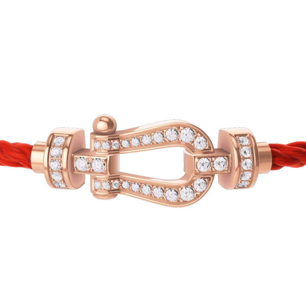 FRED FORCE 10 BRACELET Stainless steel and gold plating PINK GOLD AND DIAMONDS MEDIUM MODEL