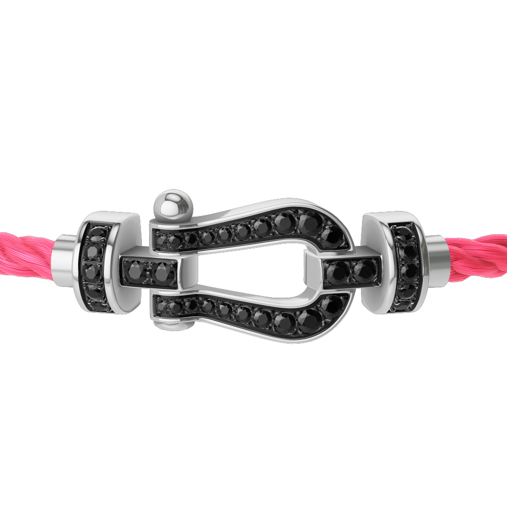 FRED FORCE 10 BRACELET Stainless steel and gold plating WHITE GOLD AND BLACK DIAMONDS MEDIUM MODEL